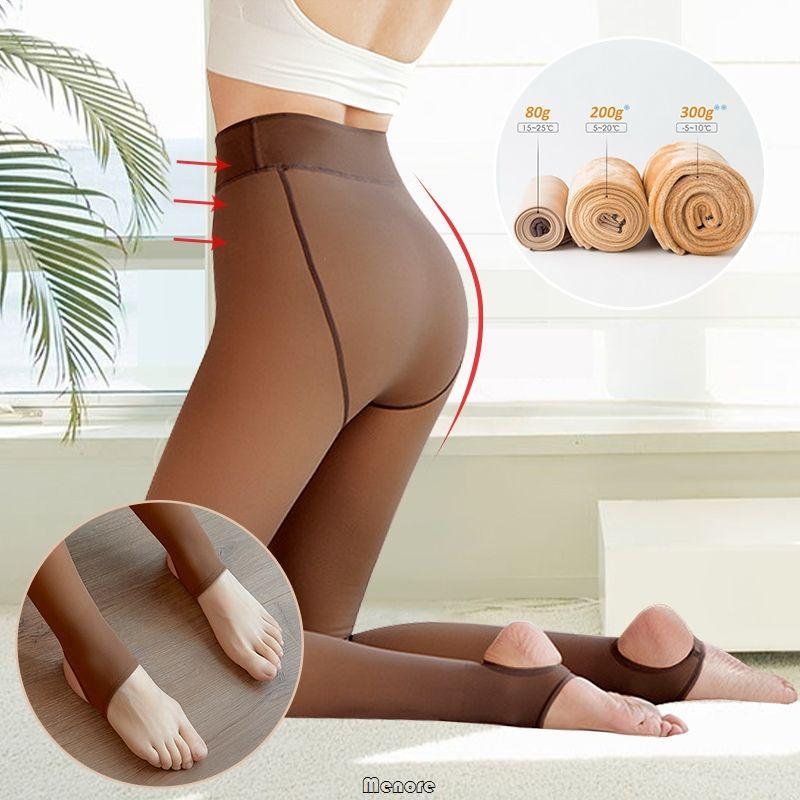 Winter Thermal Pantyhose Women Thicken Stockings Fake Translucent Pantyhose Fleece Lined Tights High Waist Elastic Wool Socks - Clothes For Her Online Store
