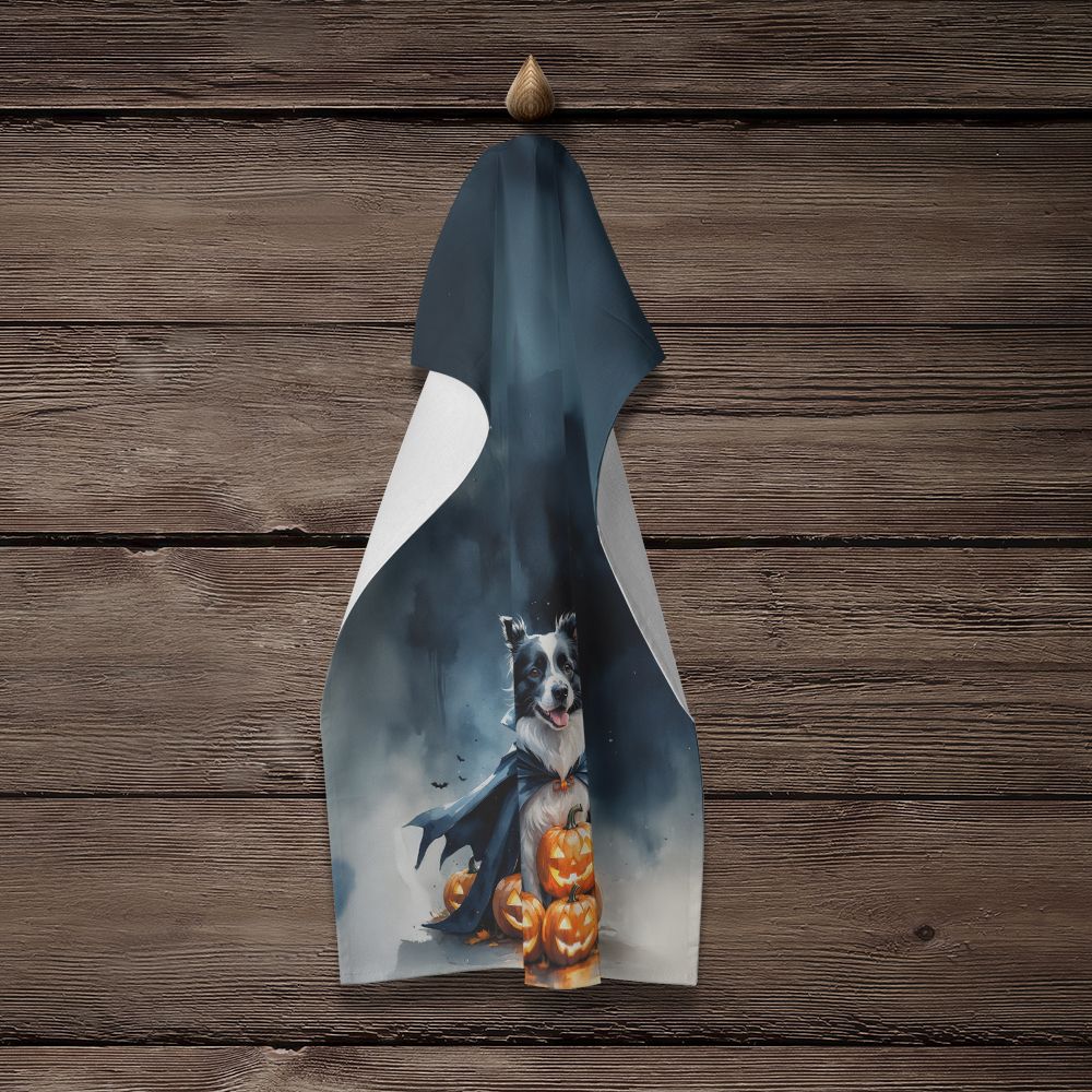 Border Collie Puppy Halloween Kitchen Towel Dish Cloths Guest Hand Towel Decorative Bathroom Towel for Face,Tea, Dishcloth, Kitchen and Bath