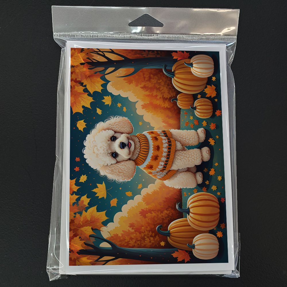 Poodle Fall Greeting Cards Pack of 8 Blank Cards with Envelopes Whimsical A7 Size 5x7 Blank Note Cards