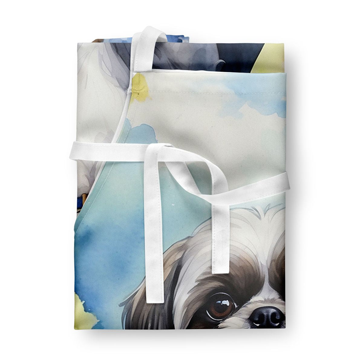 Shih Tzu Spring Path Apron Cooking Kitchen Server Baking Crafts Gardening for Adult Women Men, Unisex, Large, Multicolor
