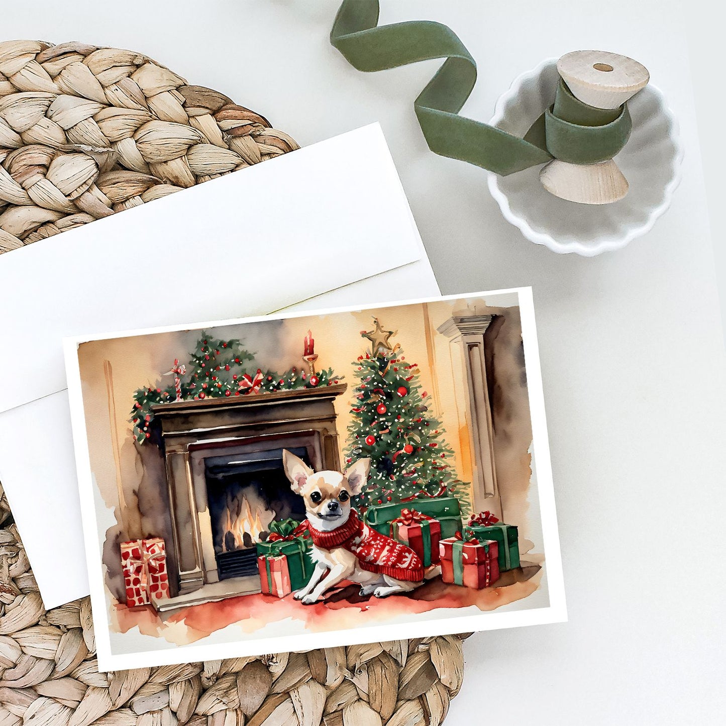 Chihuahua Christmas Greeting Cards Pack of 8 Blank Cards with Envelopes Whimsical A7 Size 5x7 Blank Note Cards