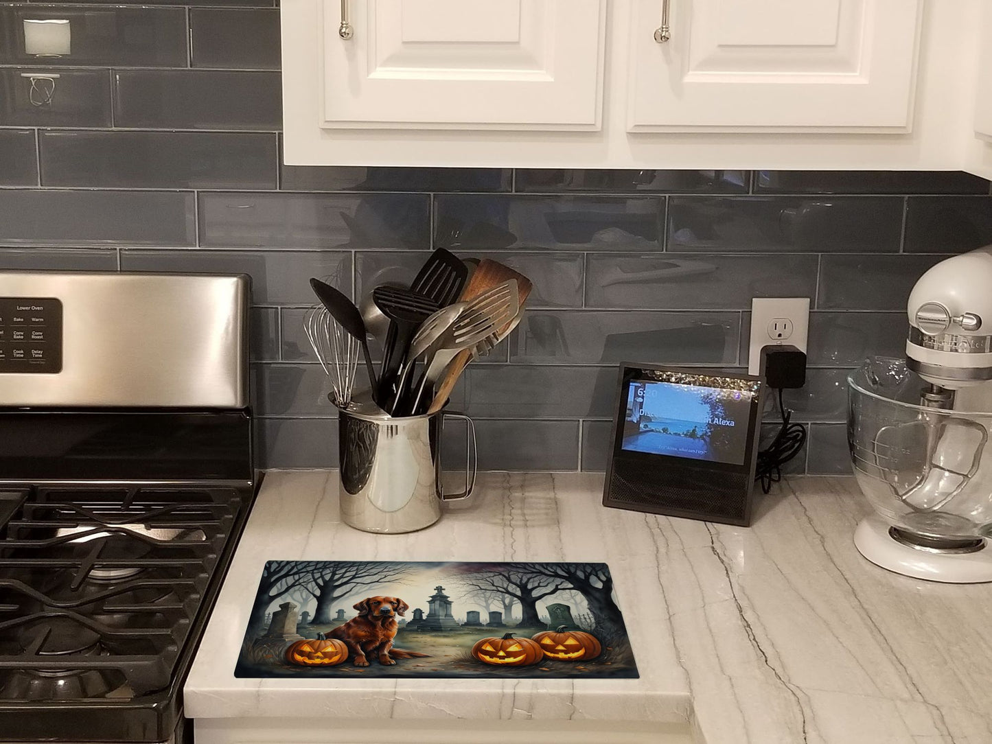 NEW Irish Setter Spooky Halloween Glass Cutting Board Decorative Tempered Glass Kitchen Cutting and Serving Board Large Size Chopping Board