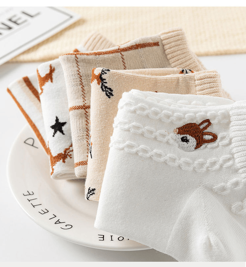 5Pairs Women Socks Short Boat Invisiable Chaussette Femme Skarpety Cotton Ankle Meias Sock Female Breathable Calcetines Mujer