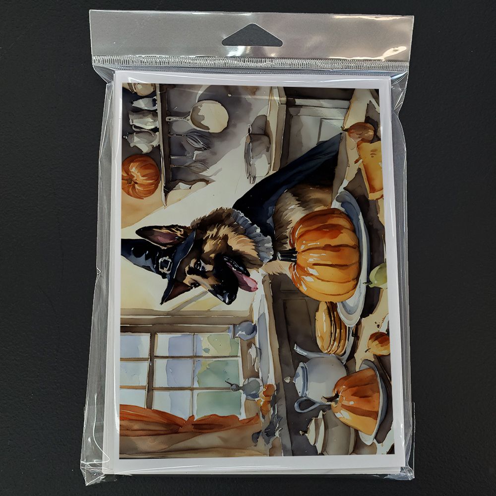 German Shepherd Fall Kitchen Pumpkins Greeting Cards Pack of 8 Blank Cards with Envelopes Whimsical A7 Size 5x7 Blank Note Cards