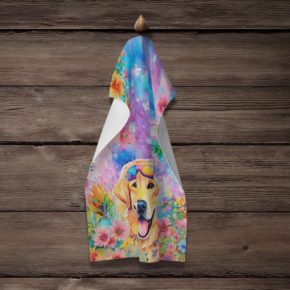 Yellow Labrador Hippie Dawg Kitchen Towel Dish Cloths Guest Hand Towel Decorative Bathroom Towel for Face,Tea, Dishcloth, Kitchen and Bath