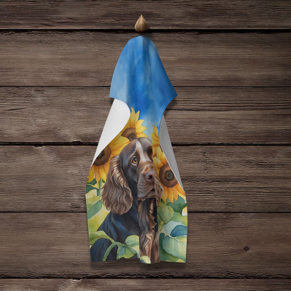 Boykin Spaniel in Sunflowers Kitchen Towel Dish Cloths Guest Hand Towel Decorative Bathroom Towel for Face,Tea, Dishcloth, Kitchen and Bath