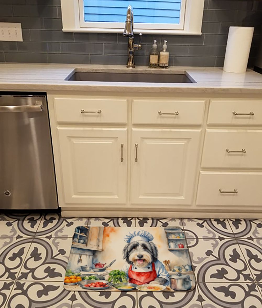 Bearded Collie The Chef Memory Foam Kitchen Mat Machine Washable Anti-Fatigue Mat Cushion Comfort Bath Mat or Kitchen Rug
