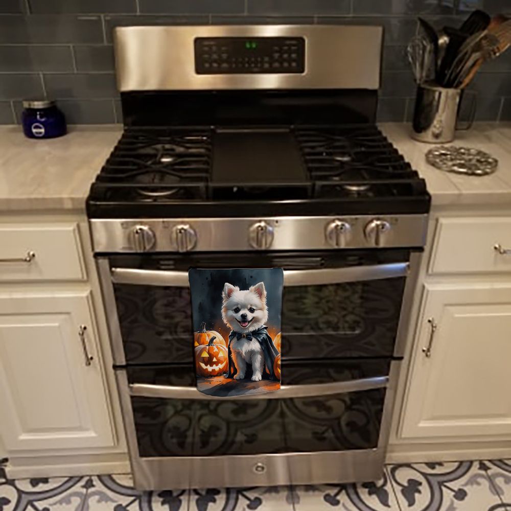 White Pomeranian Puppy Halloween Kitchen Towel Dish Cloths Guest Hand Towel Decorative Bathroom Towel for Face,Tea, Dishcloth, Kitchen and Bath