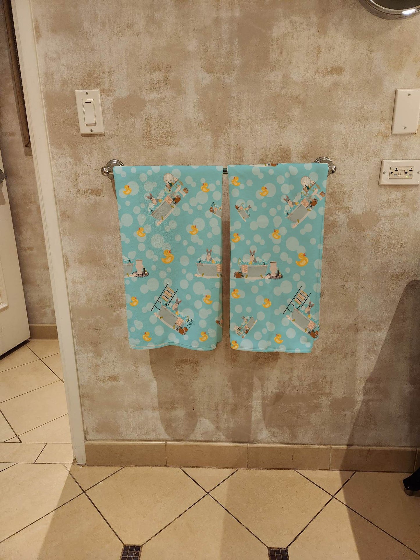 Blue Boston Terrier Bath Towel Large Oversized Plush Fitness Body Towel, Ultra Soft Absorbent Quick Drying, 42"L x 24"W