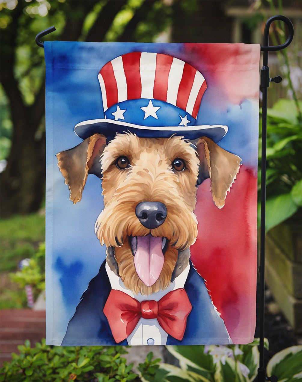 Airedale Terrier Patriotic American Garden Flag Mailbox Flag Decorative Yard Flag Banner Outside Patio Artwork Yard Flower Beds, Garden Size, Multicolor