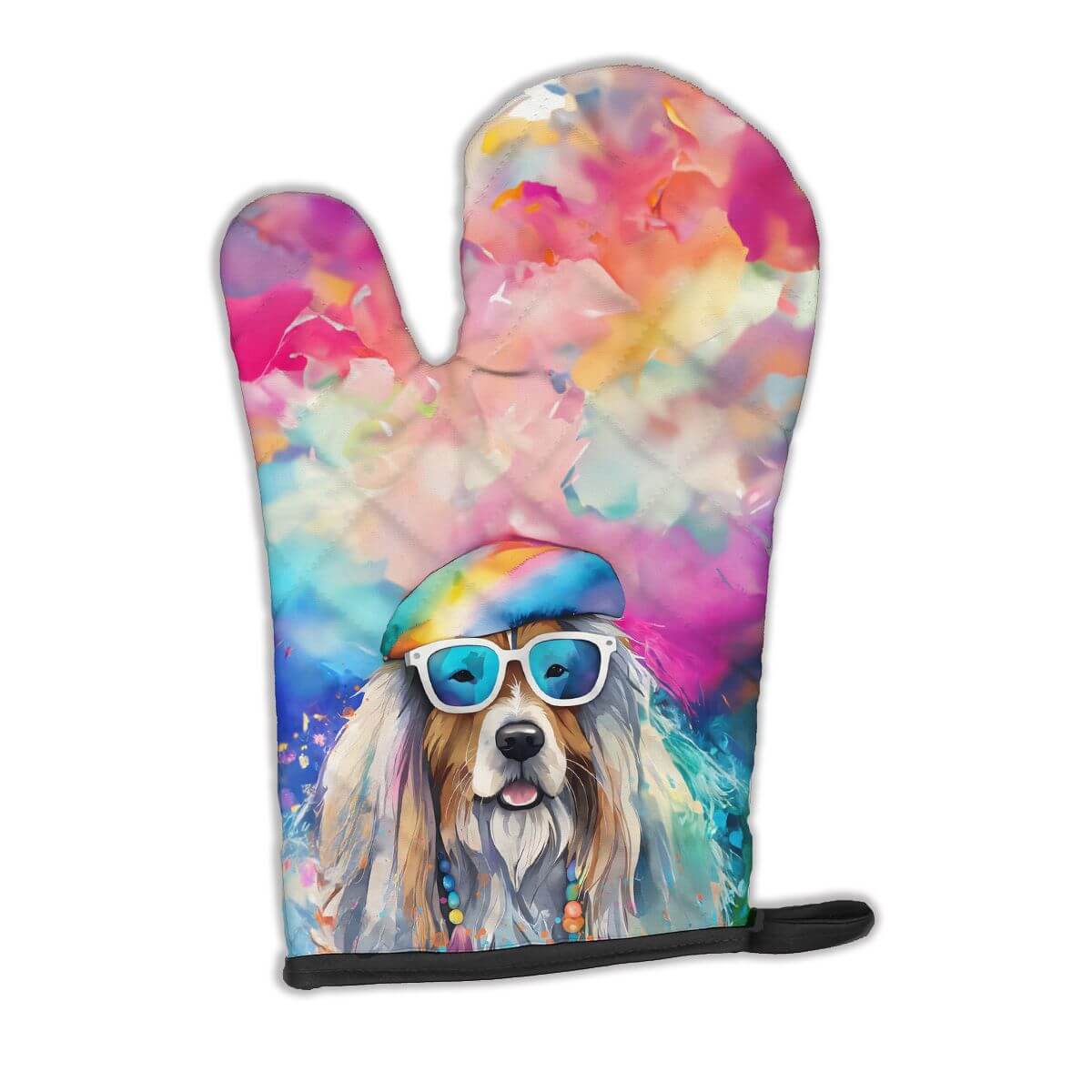 Bearded Collie Hippie Dawg Oven Mitt Heat Resistant Thick Oven Mitt for Hot Pans and Oven, Kitchen Mitt Protect Hands, Cooking Baking Glove