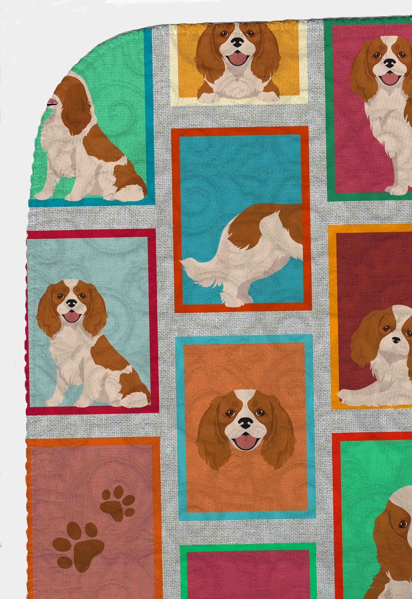 Lots of Blenheim Cavalier Spaniel Quilted Blanket 50x60 Artwork Pattern Quilted Throw Blanket for Bed, Couch, Sofa, Soft and Lightweight