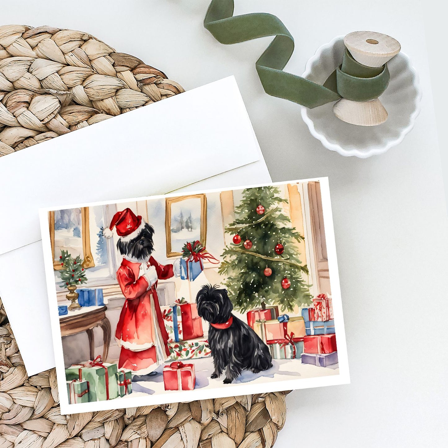 Affenpinscher Christmas Greeting Cards Pack of 8 Blank Cards with Envelopes Whimsical A7 Size 5x7 Blank Note Cards
