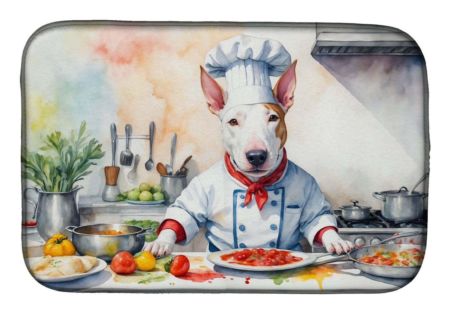 Bull Terrier The Chef Dish Drying Mat Absorbent Dish Drying Mat Pad for Kitchen Counter Dish Drainer Mat for Countertop, 14 x 21", Multicolor