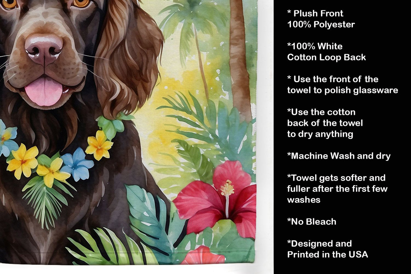 Boykin Spaniel Luau Kitchen Towel Dish Cloths Guest Hand Towel Decorative Bathroom Towel for Face,Tea, Dishcloth, Kitchen and Bath