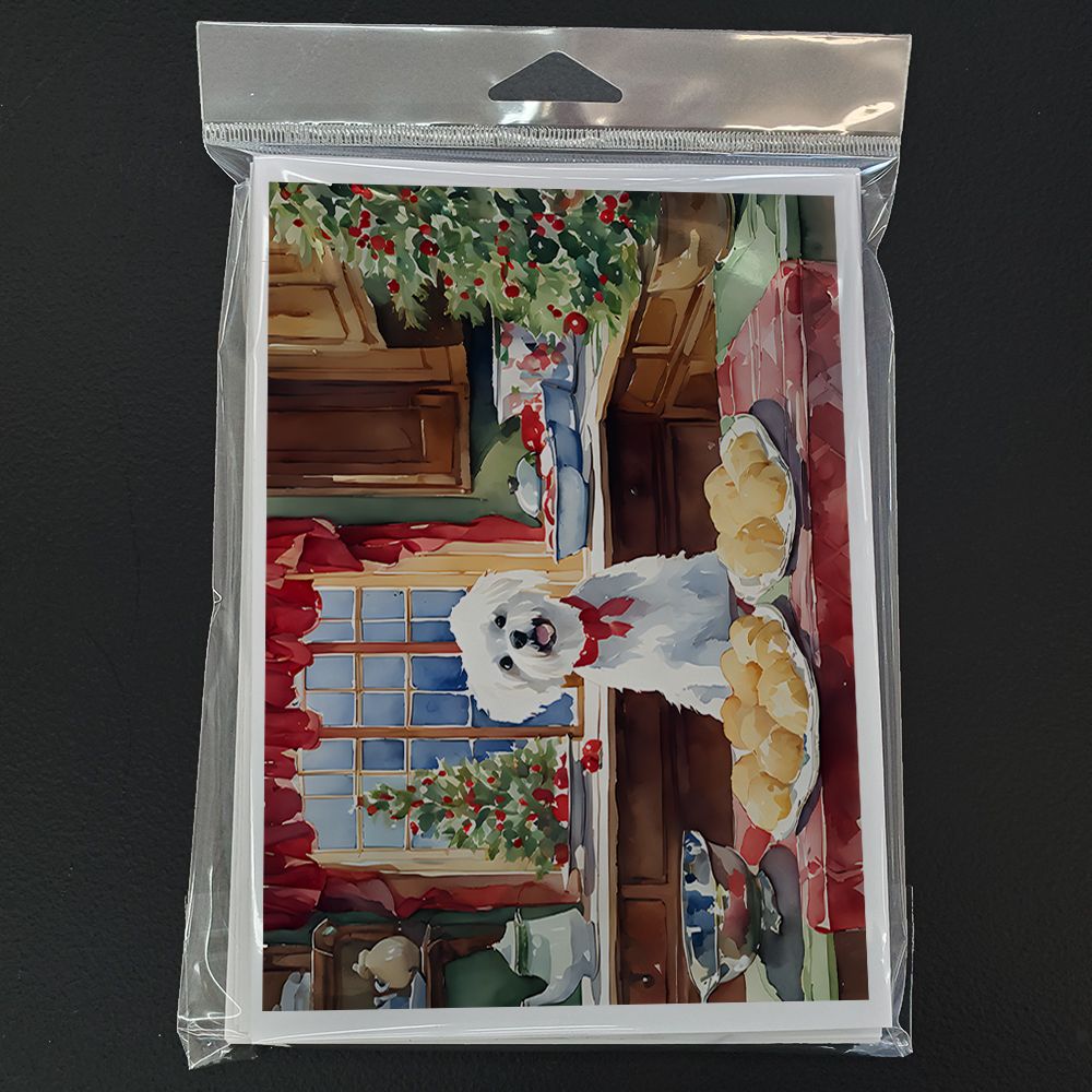Maltese Christmas Cookies Greeting Cards Pack of 8 Blank Cards with Envelopes Whimsical A7 Size 5x7 Blank Note Cards