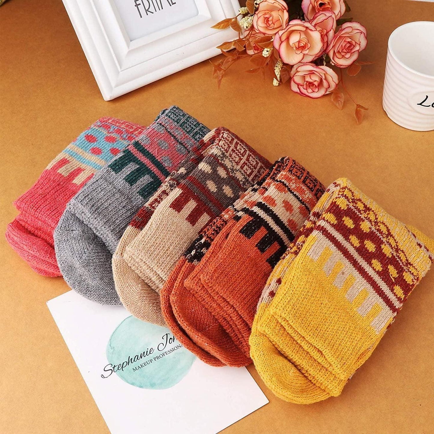 10 Pairs Womens Winter Wool Knit Socks Soft Warm Cozy Thick Vintage Casual Crew Socks Gifts - Clothes For Her Online Store