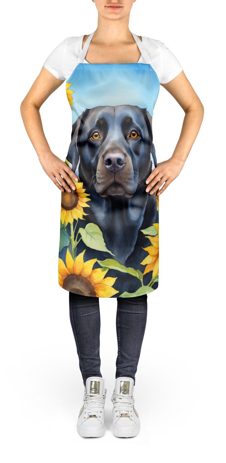 Labrador Retriever in Sunflowers Apron Cooking Kitchen Server Baking Crafts Gardening for Adult Women Men, Unisex, Large, Multicolor