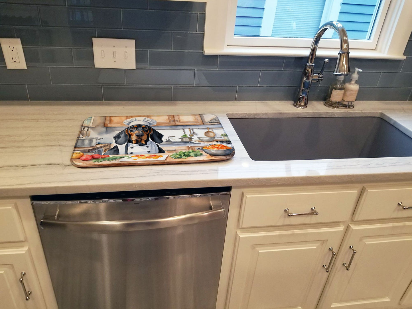 Black and Tan Coonhound The Chef Dish Drying Mat Absorbent Dish Drying Mat Pad for Kitchen Counter Dish Drainer Mat for Countertop, 14 x 21", Multicolor