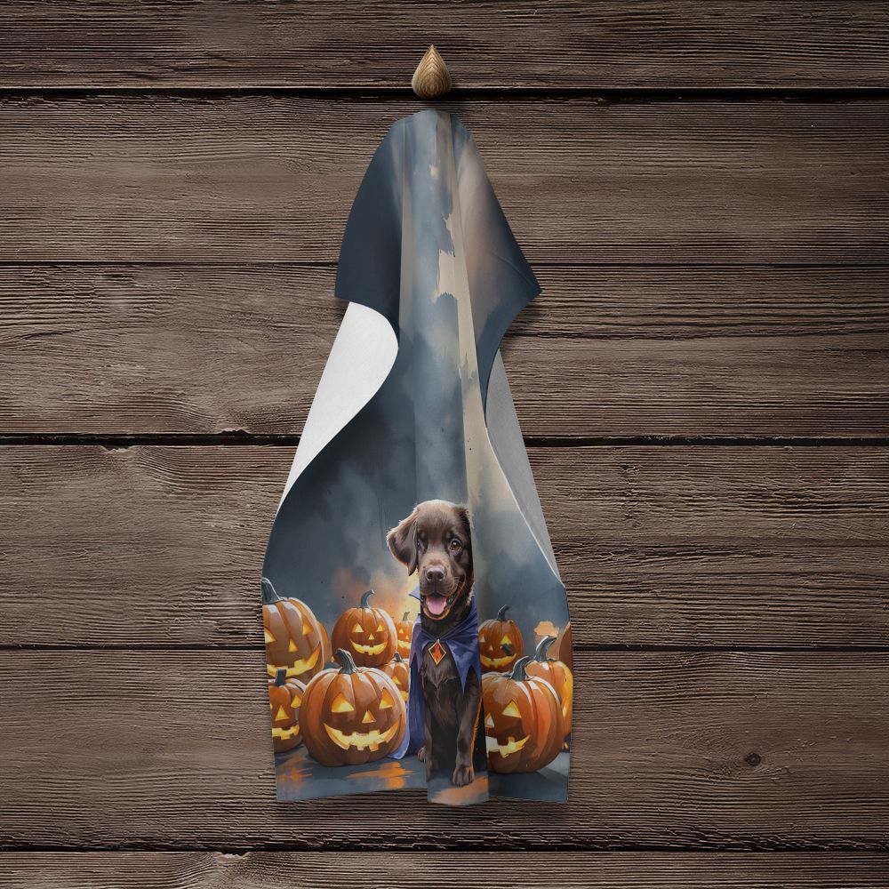 Chocolate Labrador Retriever Puppy Halloween Kitchen Towel Dish Cloths Guest Hand Towel Decorative Bathroom Towel for Face,Tea, Dishcloth, Kitchen and Bath