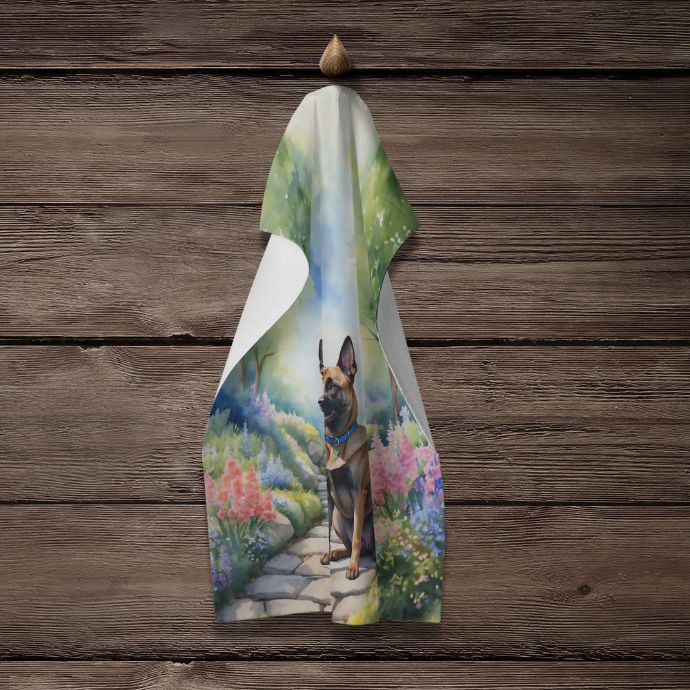 Belgian Malinois Spring Garden Kitchen Towel Dish Cloths Guest Hand Towel Decorative Bathroom Towel for Face,Tea, Dishcloth, Kitchen and Bath