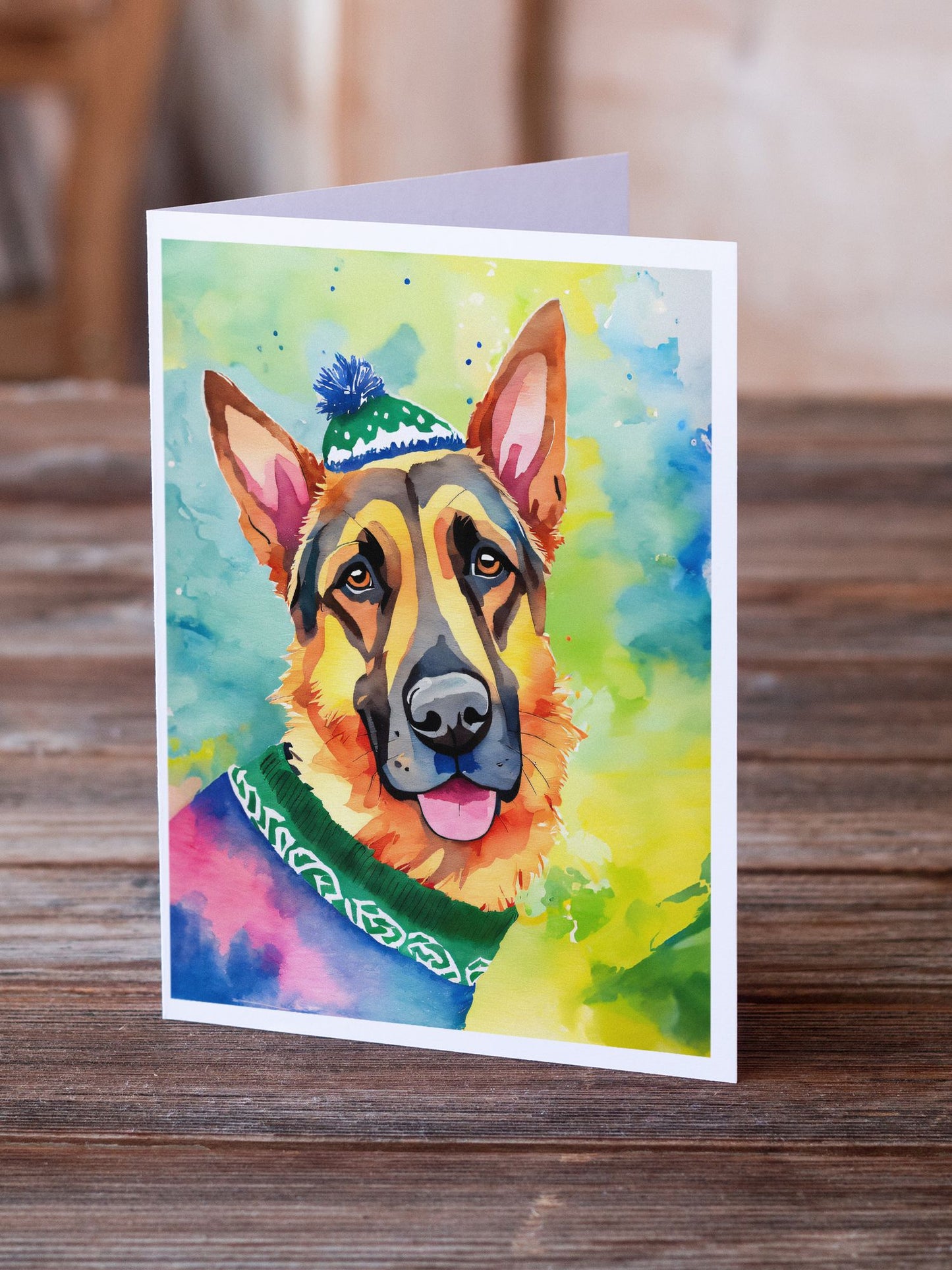 German Shepherd Christmas Greeting Cards Pack of 8 Blank Cards with Envelopes Whimsical A7 Size 5x7 Blank Note Cards
