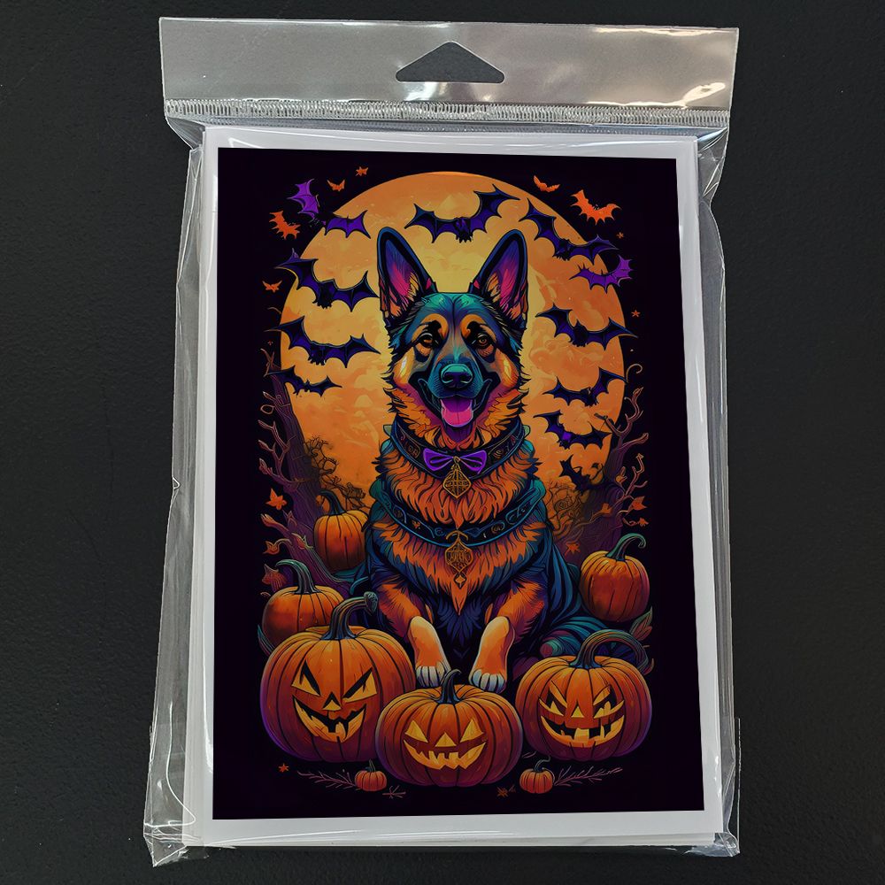 German Shepherd Witchy Halloween Greeting Cards Pack of 8 Blank Cards with Envelopes Whimsical A7 Size 5x7 Blank Note Cards