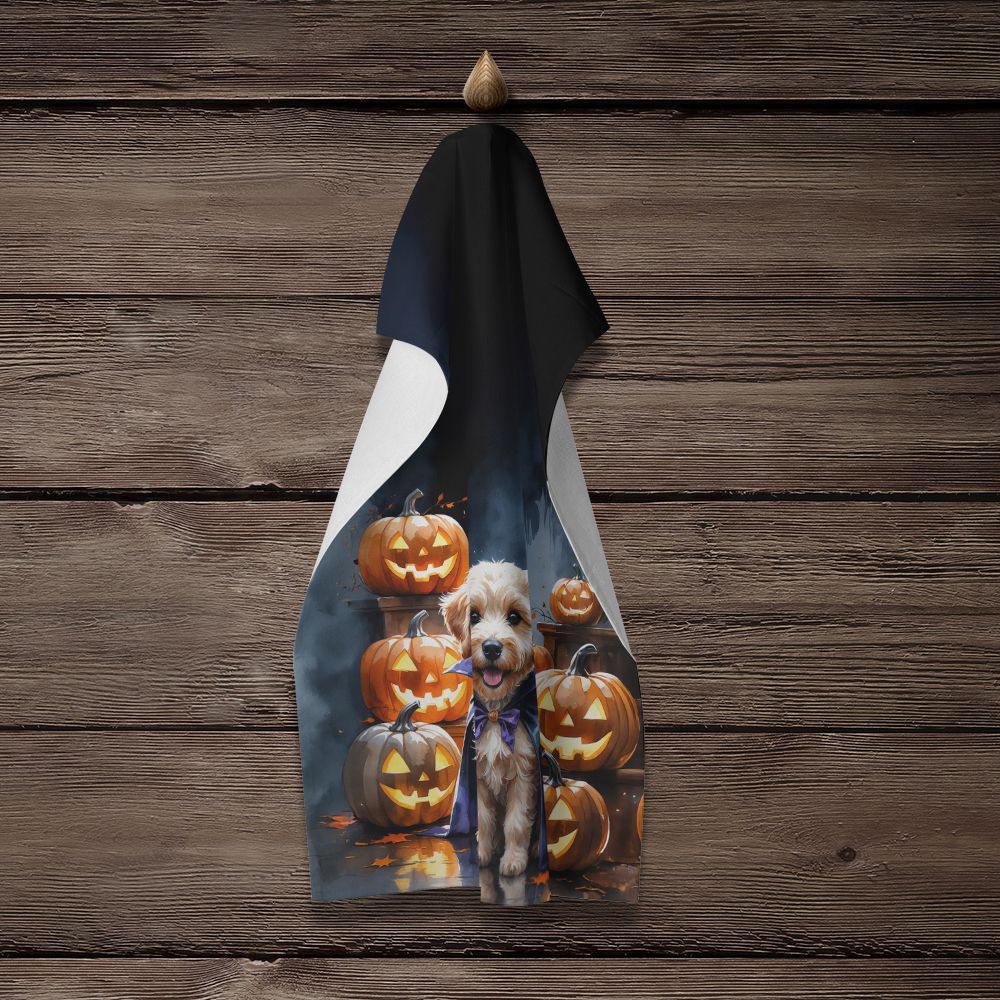 Labradoodle Puppy Halloween Kitchen Towel Dish Cloths Guest Hand Towel Decorative Bathroom Towel for Face,Tea, Dishcloth, Kitchen and Bath