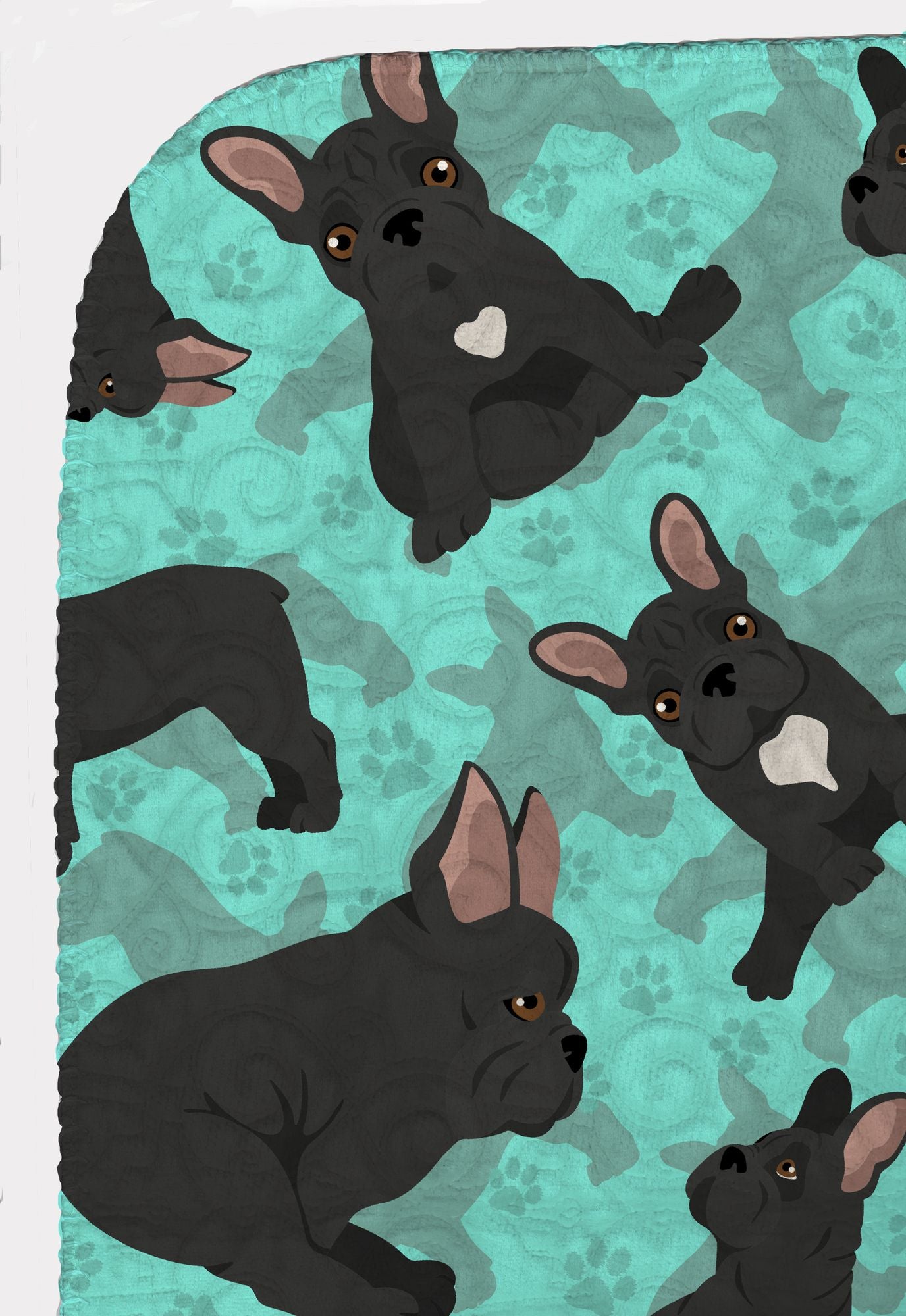 Black French Bulldog Quilted Blanket 50x60 Artwork Pattern Quilted Throw Blanket for Bed, Couch, Sofa, Soft and Lightweight