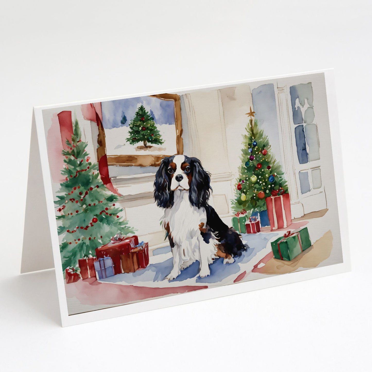 Cavalier Spaniel Christmas Greeting Cards Pack of 8 Blank Cards with Envelopes Whimsical A7 Size 5x7 Blank Note Cards