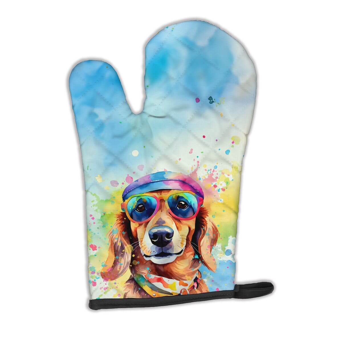 Dachshund Hippie Dawg Oven Mitt Heat Resistant Thick Oven Mitt for Hot Pans and Oven, Kitchen Mitt Protect Hands, Cooking Baking Glove