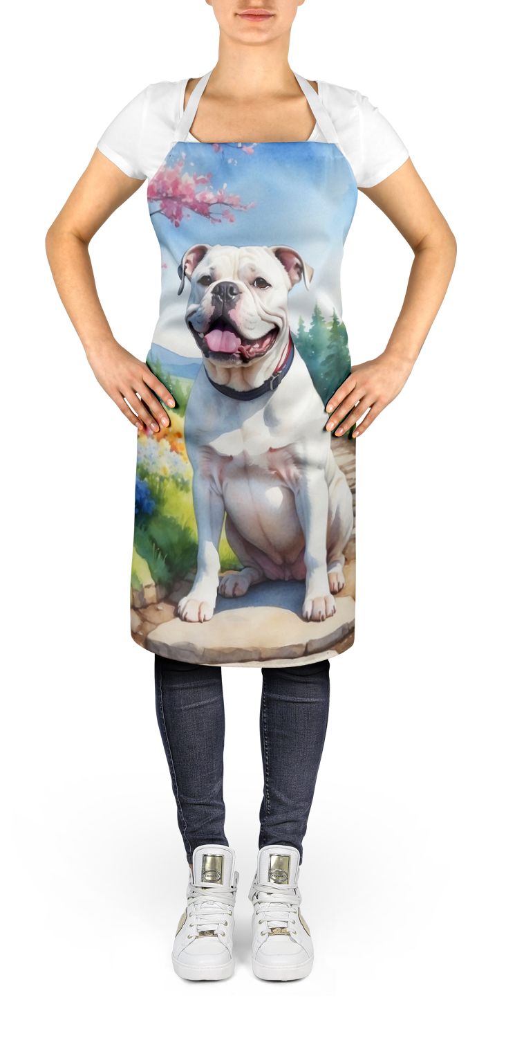American Bulldog Spring Garden Apron Cooking Kitchen Server Baking Crafts Gardening for Adult Women Men, Unisex, Large, Multicolor