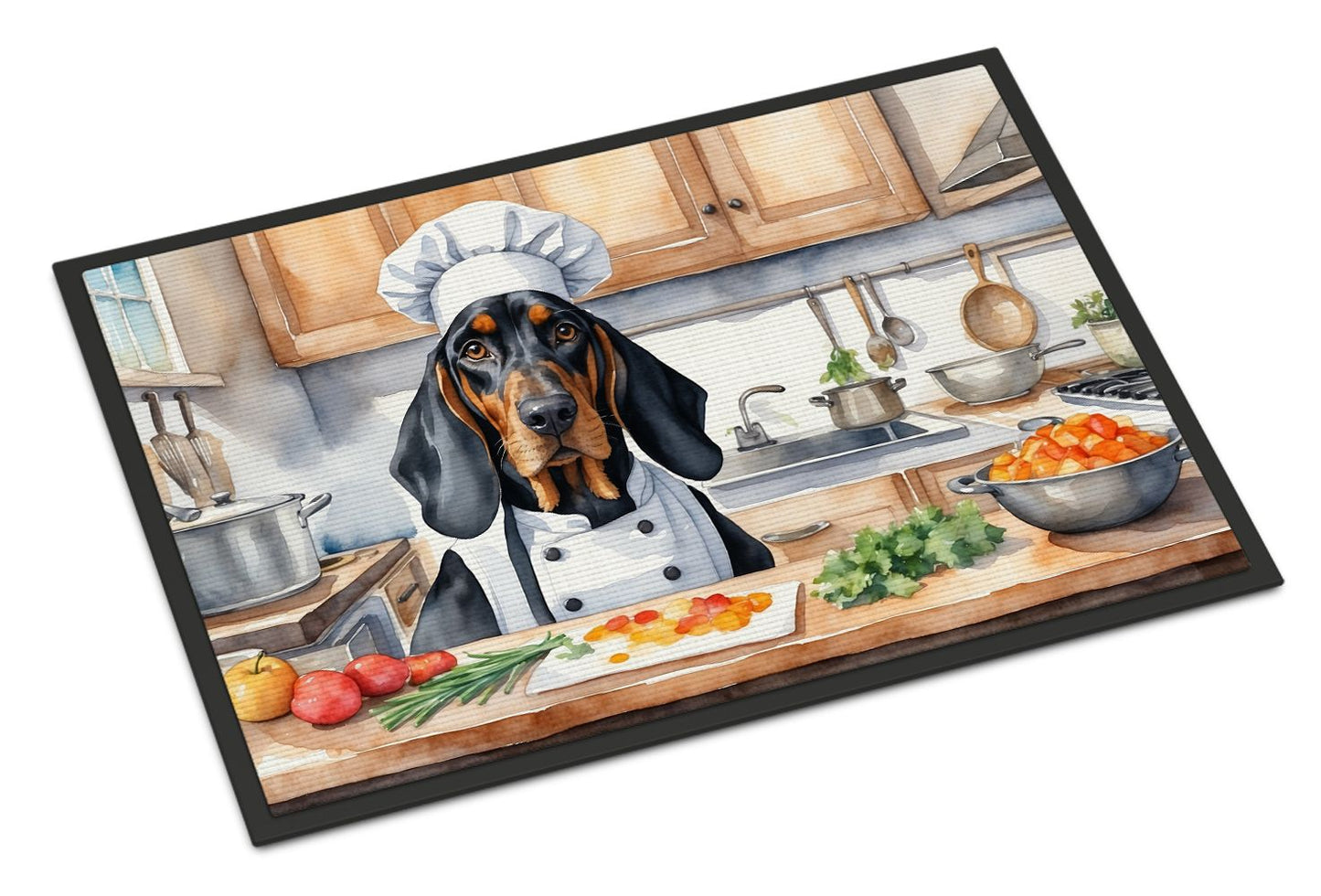 Black and Tan Coonhound The Chef Doormat Front Door Mat Indoor Outdoor Rugs for Entryway, Non Slip Washable Low Pile, 24H X 36W