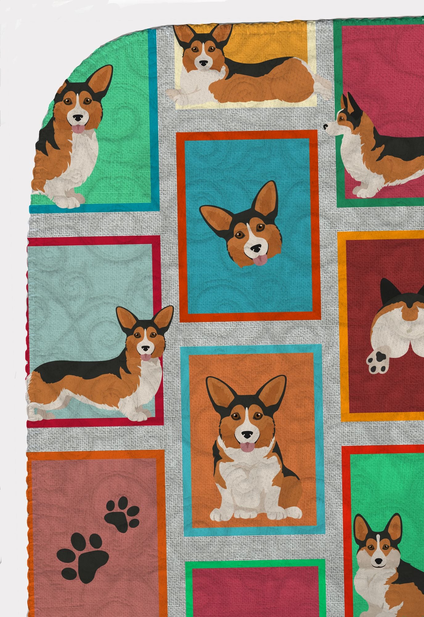 Lots of Sable Pembroke Corgi Quilted Blanket 50x60 Artwork Pattern Quilted Throw Blanket for Bed, Couch, Sofa, Soft and Lightweight