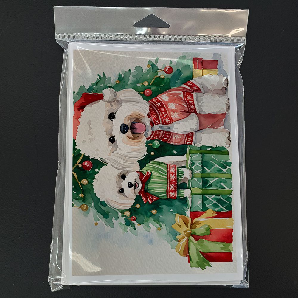 Bichon Frise Christmas Greeting Cards Pack of 8 Blank Cards with Envelopes Whimsical A7 Size 5x7 Blank Note Cards