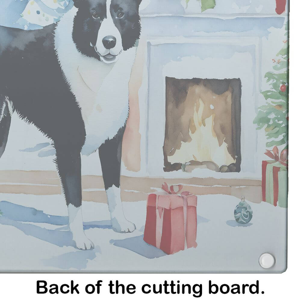 NEW Karelian Bear Dog Cozy Christmas Glass Cutting Board Decorative Tempered Glass Kitchen Cutting and Serving Board Large Size Chopping Board