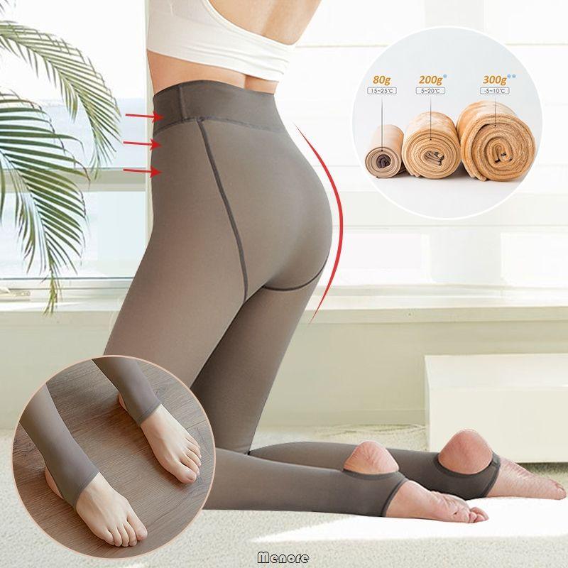 Winter Thermal Pantyhose Women Thicken Stockings Fake Translucent Pantyhose Fleece Lined Tights High Waist Elastic Wool Socks - Clothes For Her Online Store