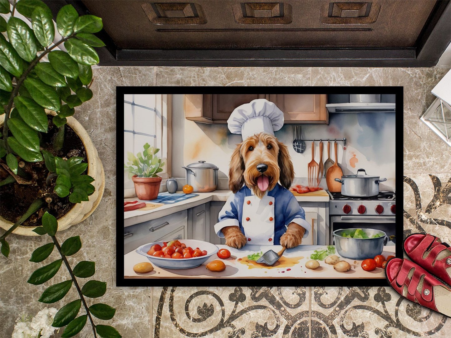 Otterhound The Chef Doormat Front Door Mat Indoor Outdoor Rugs for Entryway, Non Slip Washable Low Pile, 24H X 36W