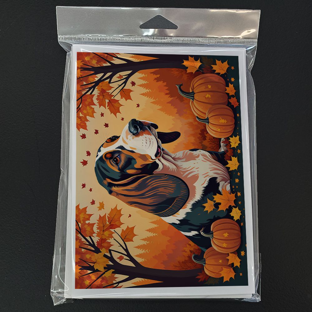 Basset Hound Fall Greeting Cards Pack of 8 Blank Cards with Envelopes Whimsical A7 Size 5x7 Blank Note Cards