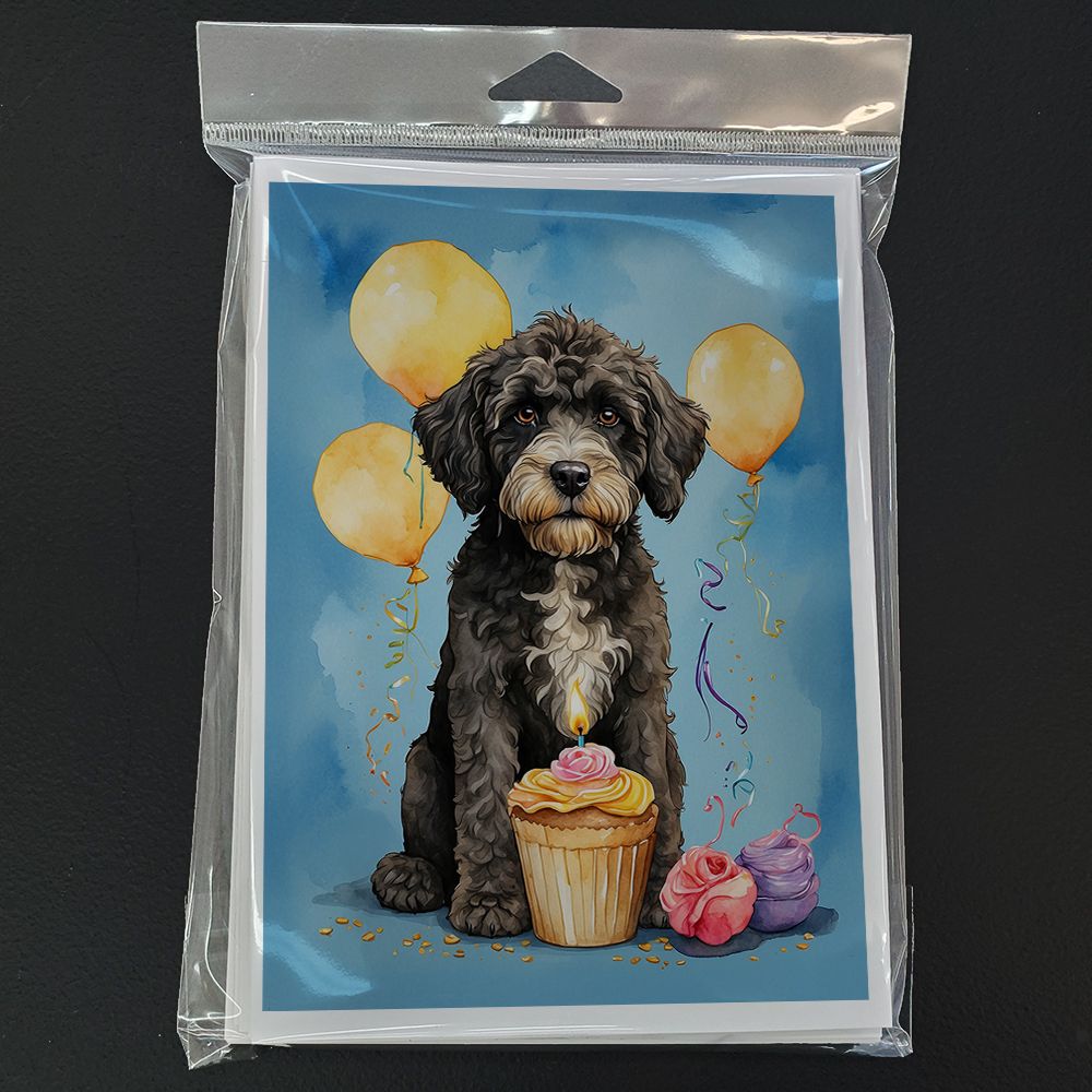 Portuguese Water Dog Happy Birthday Greeting Cards Pack of 8 Blank Cards with Envelopes Whimsical A7 Size 5x7 Blank Note Cards