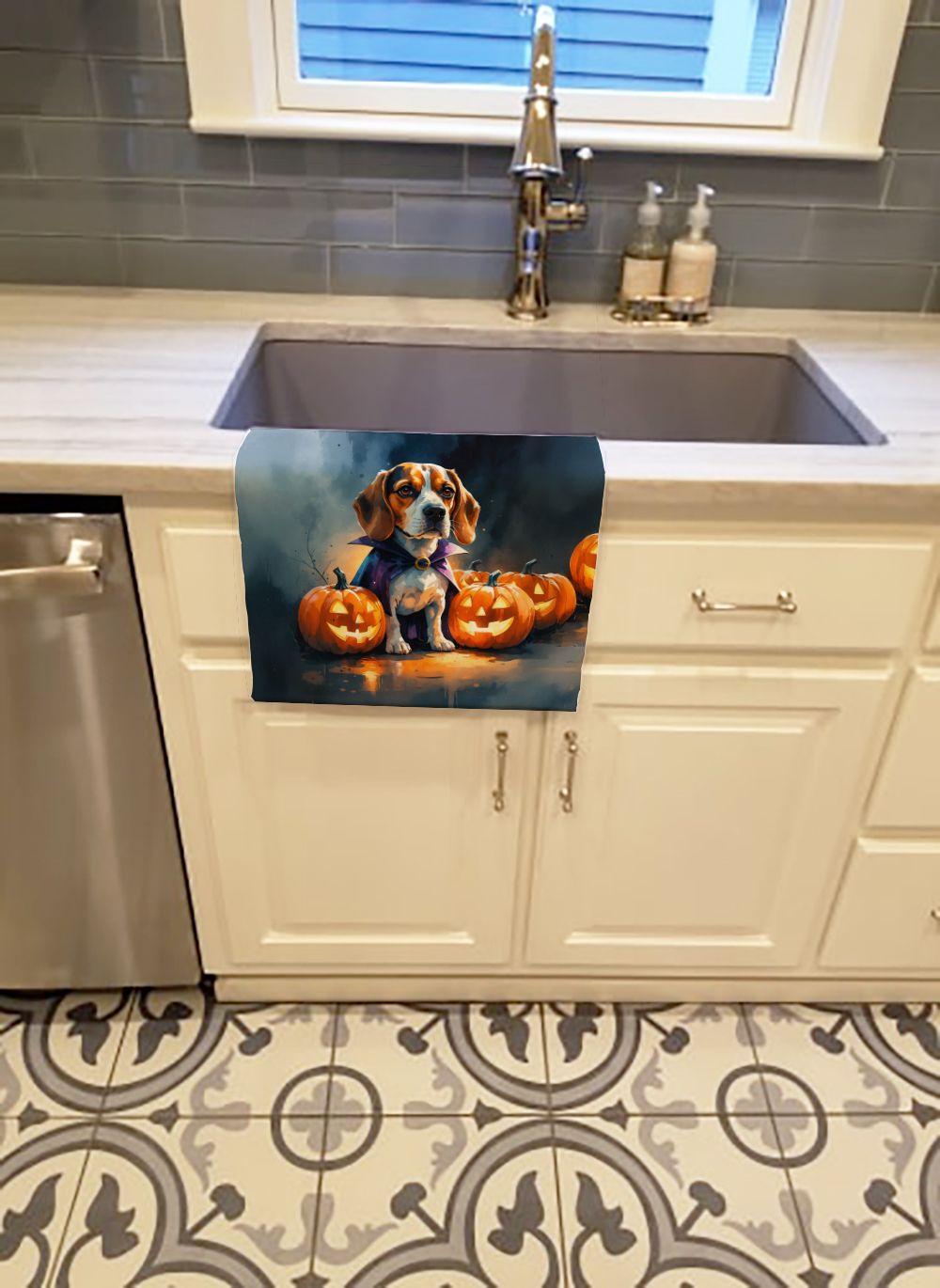 Beagle Puppy Halloween Kitchen Towel Dish Cloths Guest Hand Towel Decorative Bathroom Towel for Face,Tea, Dishcloth, Kitchen and Bath