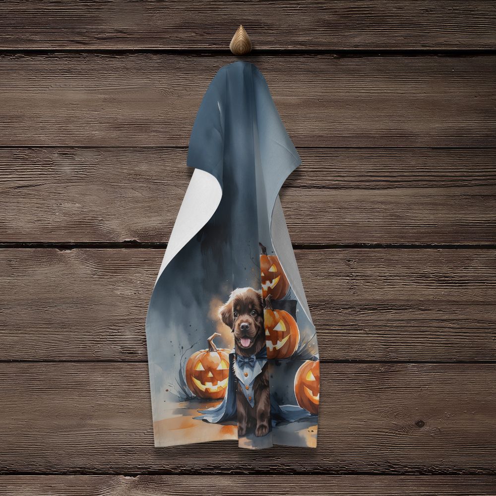 Chocolate Newfoundland Puppy Halloween Kitchen Towel Dish Cloths Guest Hand Towel Decorative Bathroom Towel for Face,Tea, Dishcloth, Kitchen and Bath