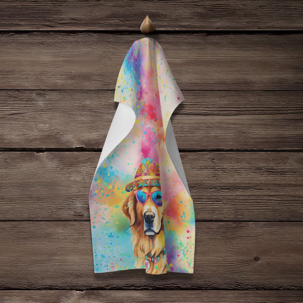 Golden Retriever Hippie Dawg Kitchen Towel Dish Cloths Guest Hand Towel Decorative Bathroom Towel for Face,Tea, Dishcloth, Kitchen and Bath
