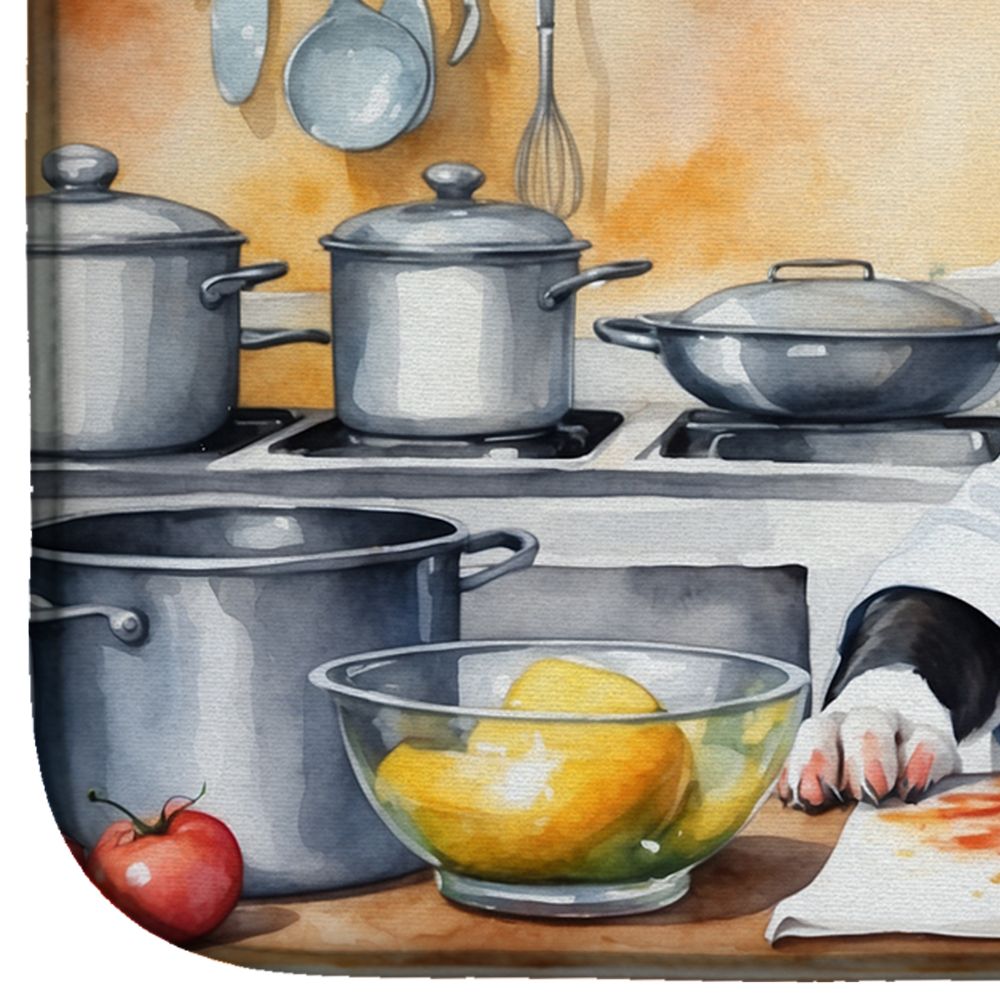 Boston Terrier The Chef Dish Drying Mat Absorbent Dish Drying Mat Pad for Kitchen Counter Dish Drainer Mat for Countertop, 14 x 21", Multicolor