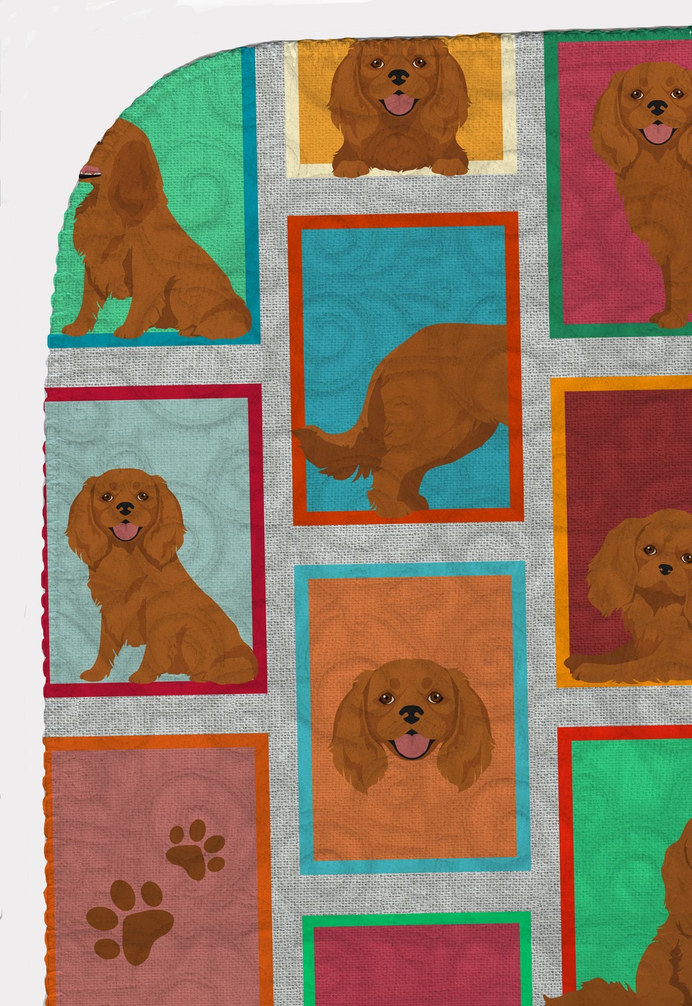Lots of Ruby Cavalier Spaniel Quilted Blanket 50x60 Artwork Pattern Quilted Throw Blanket for Bed, Couch, Sofa, Soft and Lightweight