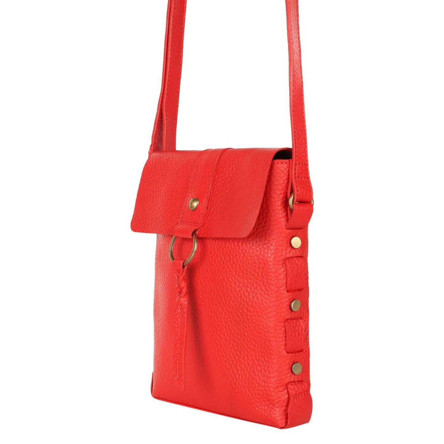 Jane Long crossbody w/ top flap & tassel - Vibrant Red