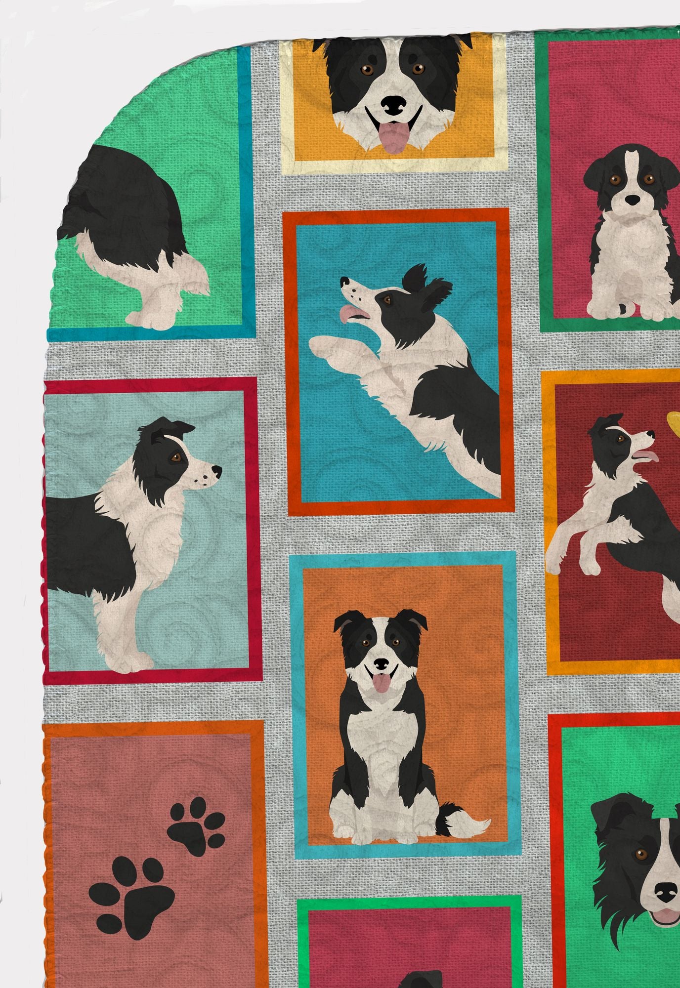 Lots of Border Collie Quilted Blanket 50x60 Artwork Pattern Quilted Throw Blanket for Bed, Couch, Sofa, Soft and Lightweight