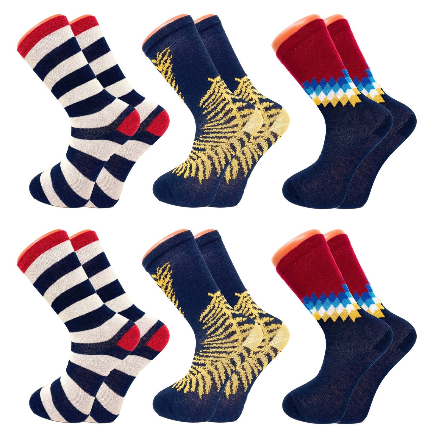 Colorful Funny Socks Novelty Crazy Cotton Crew Dress Socks 6 Pairs