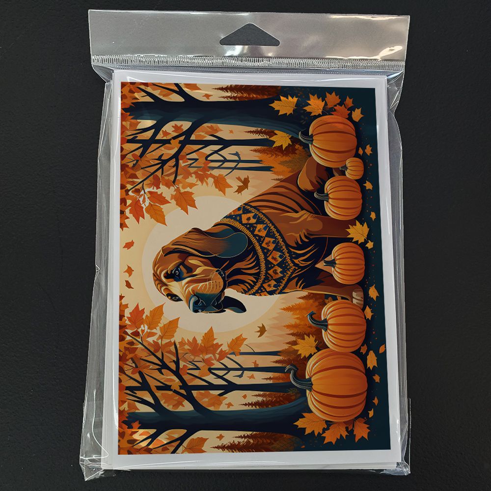Bloodhound Fall Greeting Cards Pack of 8 Blank Cards with Envelopes Whimsical A7 Size 5x7 Blank Note Cards