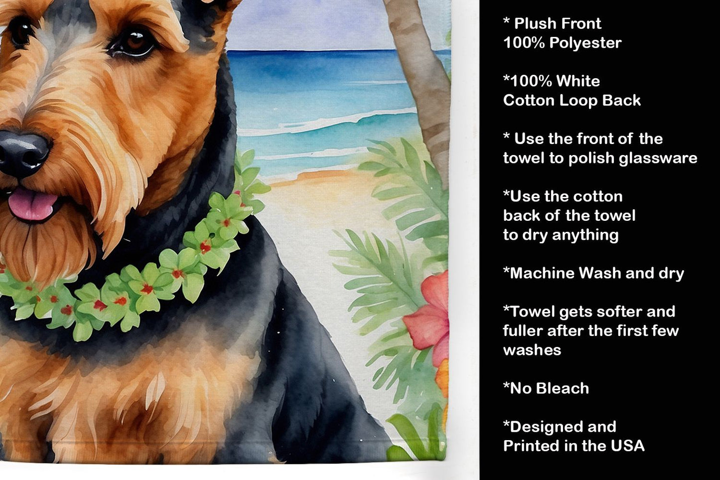 Welsh Terrier Luau Kitchen Towel Dish Cloths Guest Hand Towel Decorative Bathroom Towel for Face,Tea, Dishcloth, Kitchen and Bath